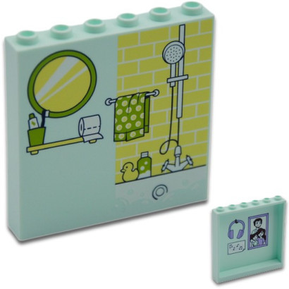 LEGO 6416669 WALL ELEMENT 1X6X5 PRINTED FRIENDS - AQUA