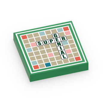 Plateau de jeu de mots imprimé sur Brique 2X2 Lego® - Dark Green