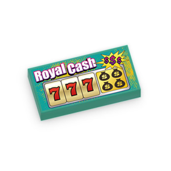 Scratch Games "Royal Cash" printed on Lego® Brick 1X2 - Bright Bluegreen