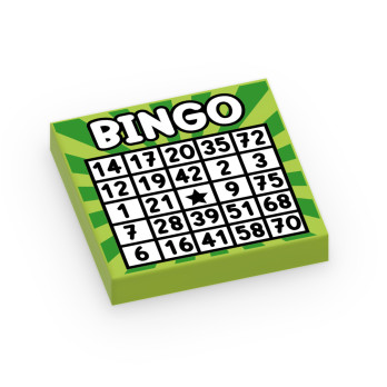 Bingo Board Printed on Lego® 2X2 Brick - Bright Yellowish Green