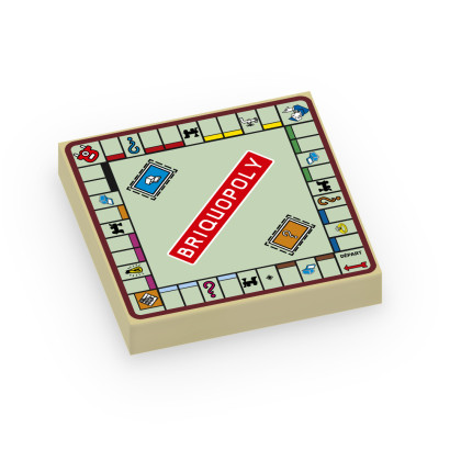 "Briquopoly" game board printed on Lego® Brick 2X2