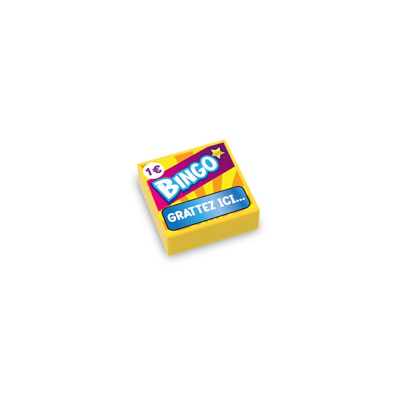 Ticket à gratter imprimé sur brique Lego® 1x1 - Jaune