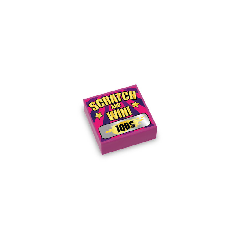 Scratch ticket printed on Lego® brick 1x1 - Magenta