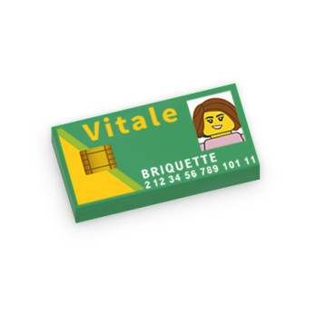 Carte Vitale imprimée sur Brique 1X2 Lego® - Dark Green