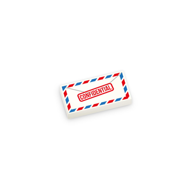 Confidential Mail printed on 1X2 Lego® Brick - White
