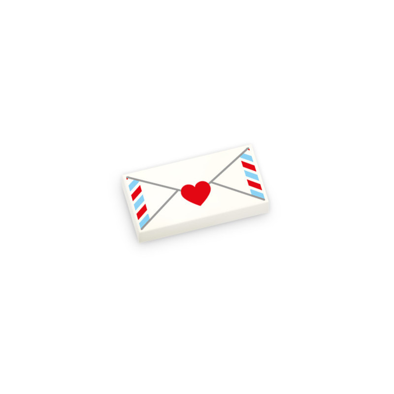 Lettre d'amour imprimée sur Brique 1x2 Lego® - Blanc