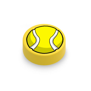 Tennis ball printed on Lego® brick 1x1 round - Yellow