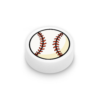 Ball de baseball imprimée sur brique Lego® 1x1 ronde - Blanc
