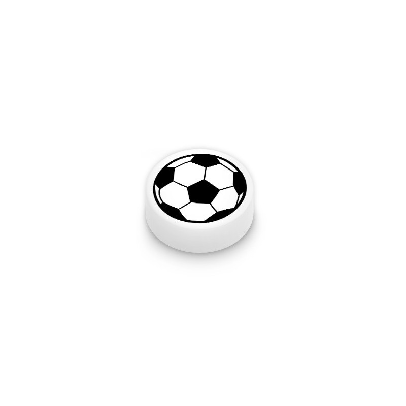 Ballon de football imprimé sur brique Lego® 1x1 ronde - Blanc