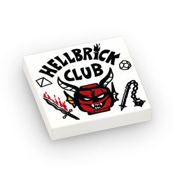 "HellBrick Club" logo printed on Lego® 2X2 brick - White