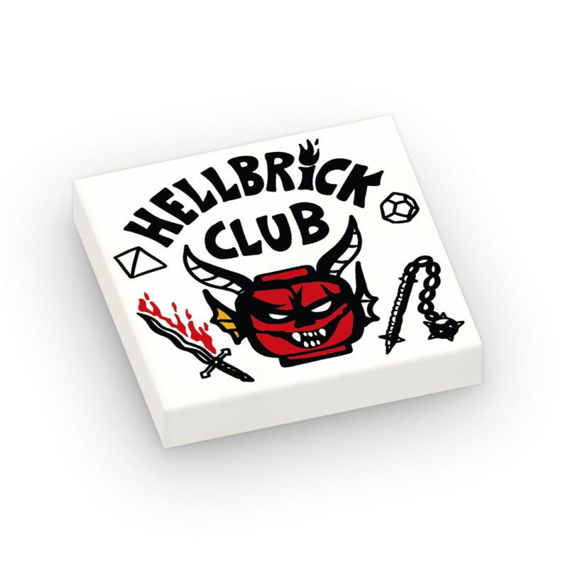Logo "HellBrick Club" imprimé sur brique Lego® 2X2 - Blanc