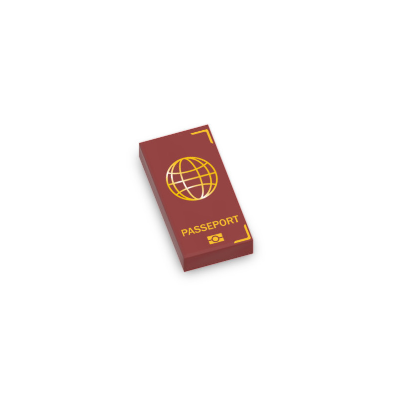 Passport printed on Lego® Brick 1X2 - New Dark Red
