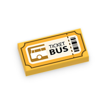 Ticket de bus imprimé sur Brique 1x2 Lego® - Flame Yellowish Orange