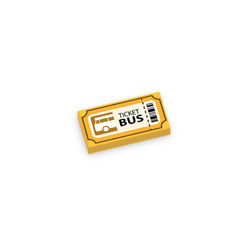 Ticket de bus imprimé sur Brique 1x2 Lego® - Flame Yellowish Orange