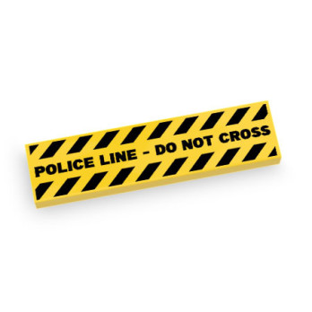 Yellow and black barrier "Police Line - DO NOT CROSS" printed on Lego® Brick 1X4 - Yellow