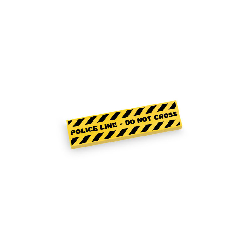 Barrière jaune et noir "Police Line - DO NOT CROSS" imprimée sur Brique Lego® 1X4 - Jaune