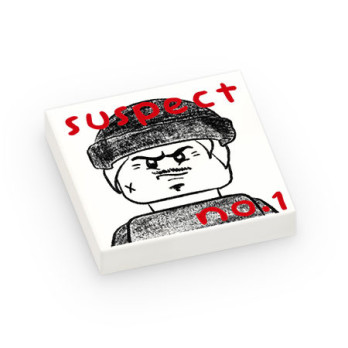 Portrait Robot printed on Lego® Tile 2X2 - White