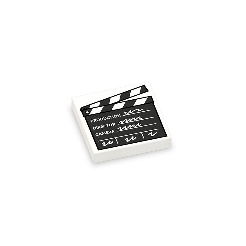 Clap de cinéma imprimé sur Brique Lego® 2X2 - Blanc