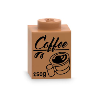 Coffee packet printed on Lego® Brick 1X1 - Medium Nougat