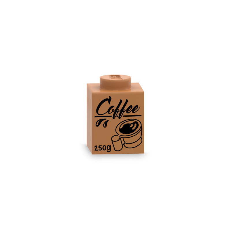 Coffee packet printed on Lego® Brick 1X1 - Medium Nougat