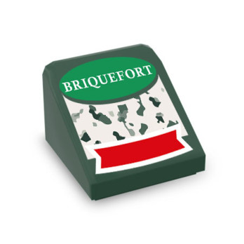 Box of cheese "Briquefort" printed on Lego® Brick 1x1 - Earth Green
