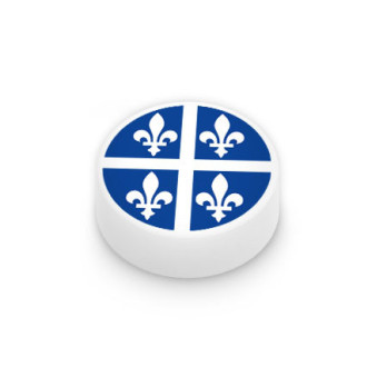 Quebec flag printed on Lego® 1x1 Round Tile - White