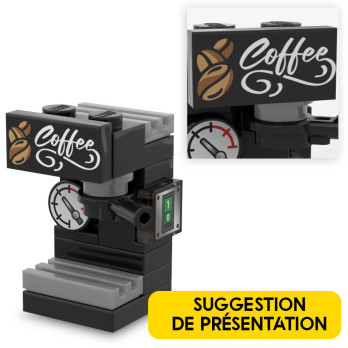 "Coffee" imprimé sur brique Lego® brique 1x2 - Noir