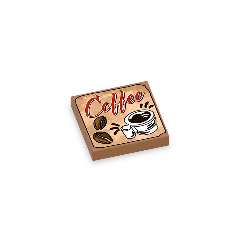 Tableau "Coffee" imprimé sur Brique Lego® 2x2 - Medium Nougat