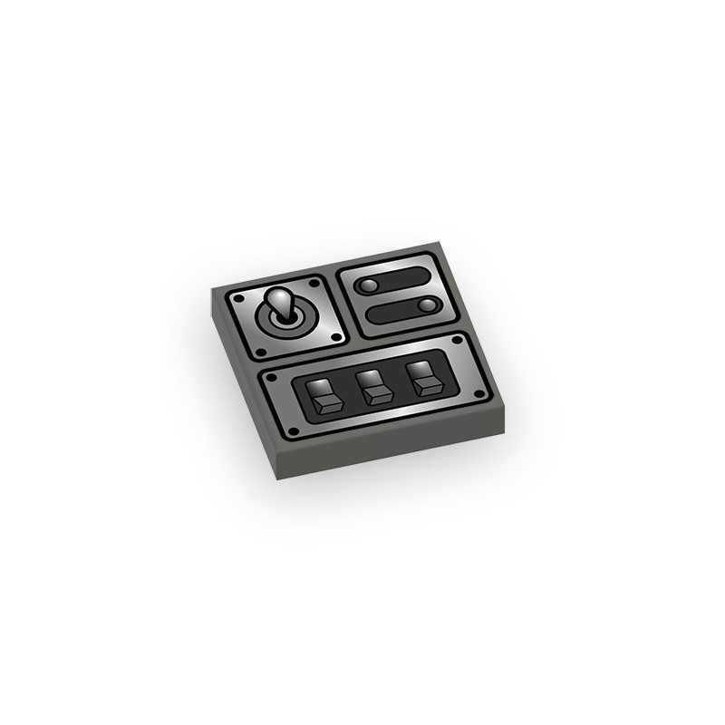 Switch printed on Lego® tile2X2 - Dark Stone Gray