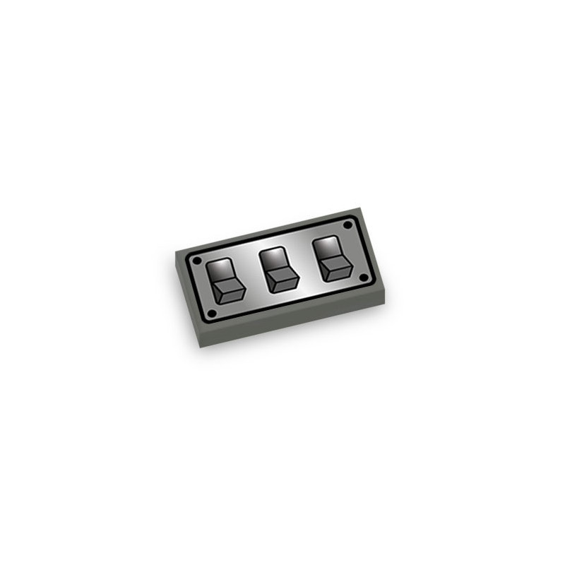 Switch printed on Lego® tile 1X2 - Dark Stone Gray