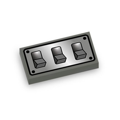 Interrupteur imprimé sur Brique plate Lego® 1X2 - Dark Stone Grey