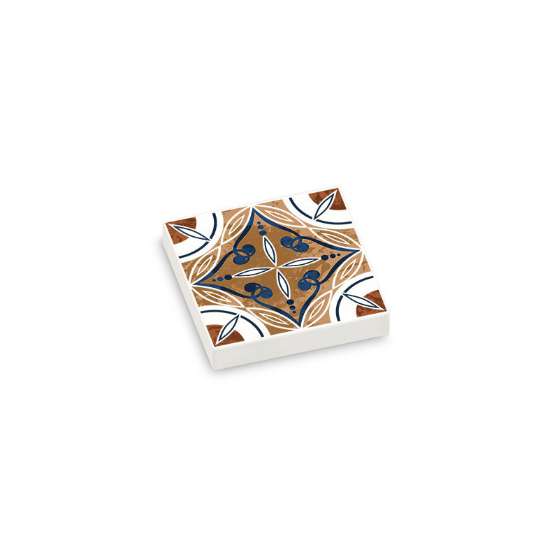 Cement tile printed on Lego® 2X2 Tile - White