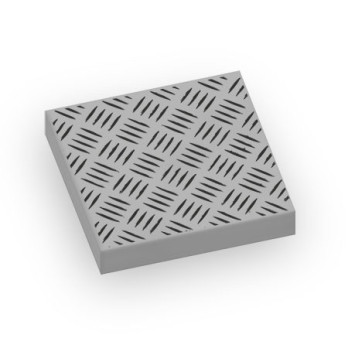 Texture plaque métallique imprimé sur Brique plate Lego® 2X2 - Medium stone grey