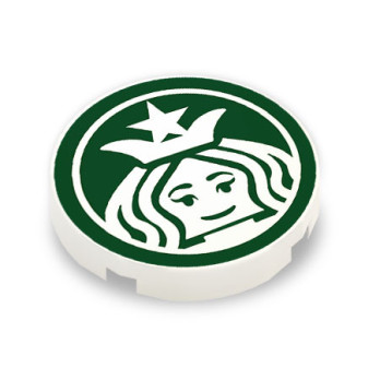 Logo enseigne "Bricks Coffee" imprimé sur Brique Lego® 2x2 Ronde - Blanc