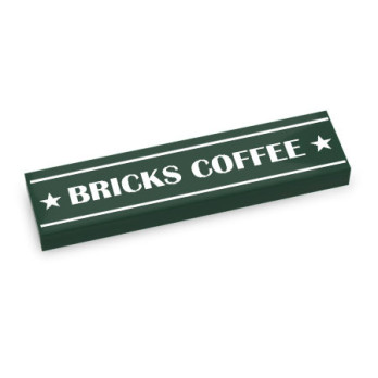 "Brick Coffee" Banner printed on Lego® Brick 1X4 - Earth Green