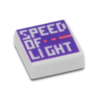 LEGO 3070 PLATE 1X1 IMPRIME "SPEED OF LIGHT" - BLANC