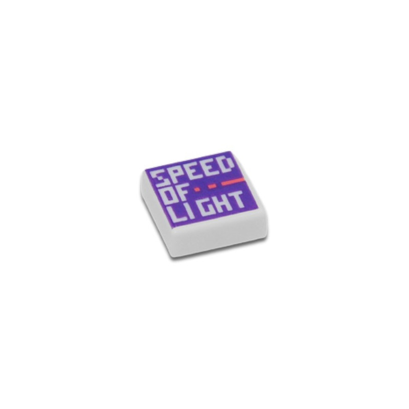 LEGO 3070 PLATE 1X1 PRINTED "SPEED OF LIGHT" - WHITE