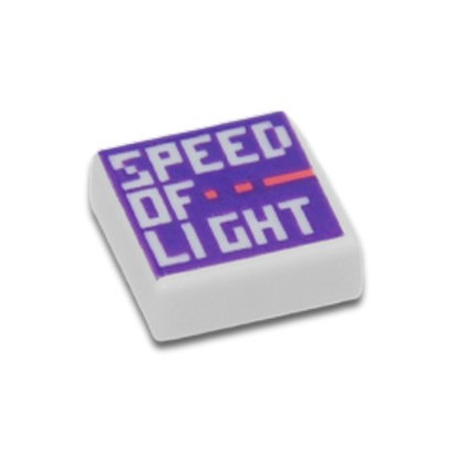 LEGO 3070 PLATE 1X1 PRINTED "SPEED OF LIGHT" - WHITE