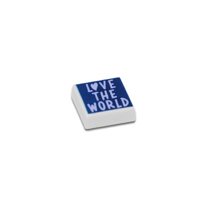 LEGO 6421363 PLATE 1X1 IMPRIME "LOVE THE WORLD" - BLANC