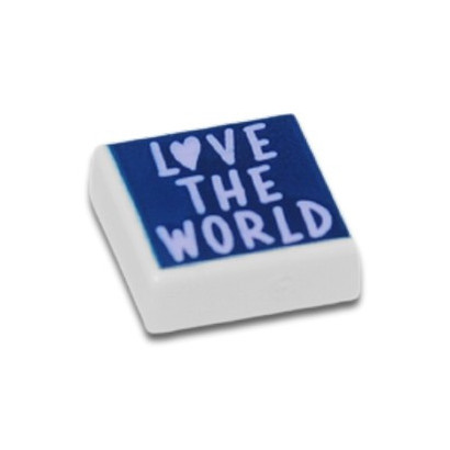 LEGO 6421363 PLATE 1X1 IMPRIME "LOVE THE WORLD" - BLANC