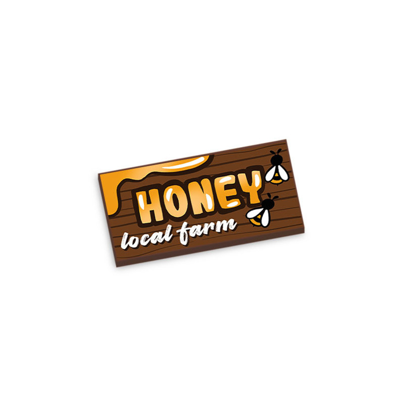 Honey Producer Sign printed on 2X4 Lego® Brick - Reddish Brown