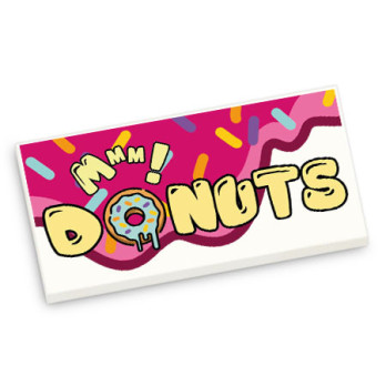 Donuts Sign Printed on 2X4 Lego® Brick - White