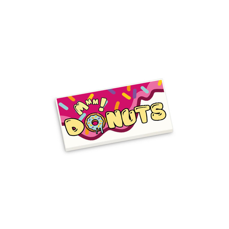 Donuts Sign Printed on 2X4 Lego® Brick - White