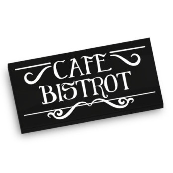 "Café Bistrot" Sign Printed on 2X4 Lego® Tile - Black
