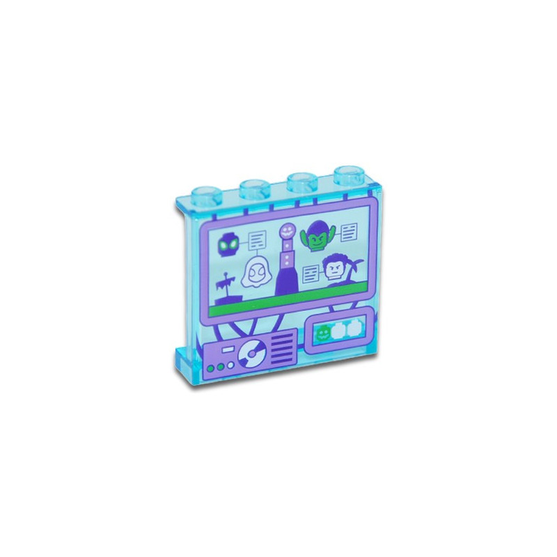 LEGO 6425489 WALL ELEMENT 1X4X3 PRINTED SUPER HEROES - TRANSPARENT BLUE