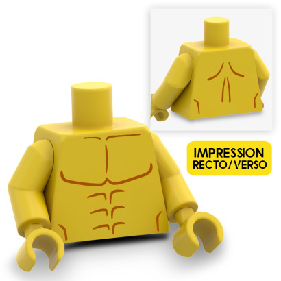 Muscular Torso printed on Lego® Torso - Yellow