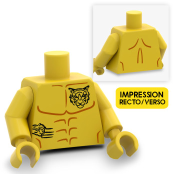 Torse homme tatoué imprimé sur Torse Lego® - Jaune