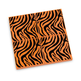 Tiger pattern printed on Lego® 2X2 tile - Orange