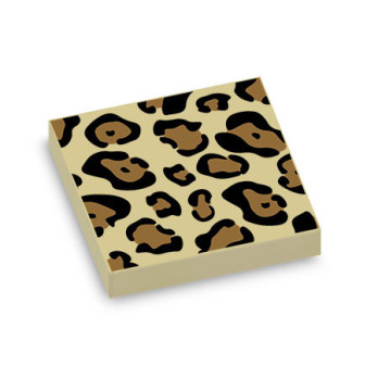 Motif léopard imprimé sur Brique plate Lego® 2X2 - Beige