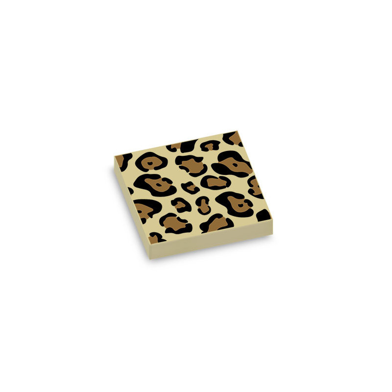 Leopard pattern printed on Lego® 2X2 tile - Tan